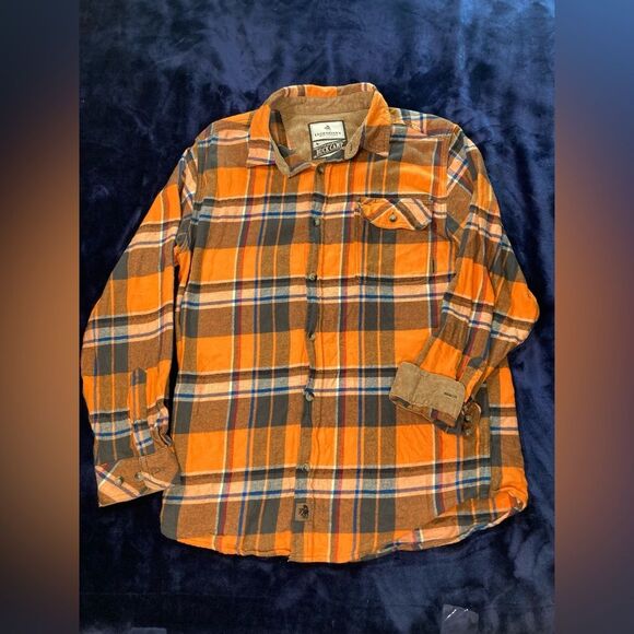 Legendary Whitetails Fall Orange Brown Cotton Flannel Button Up size Medium - Picture 2 of 7